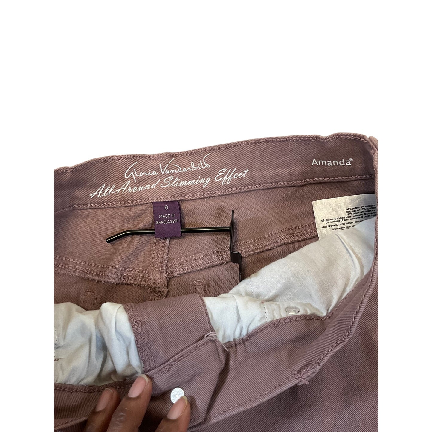 Gloria Vanderbilt Amanda Women’s Mauve High-Rise Stretch Capri Jeans Size 8