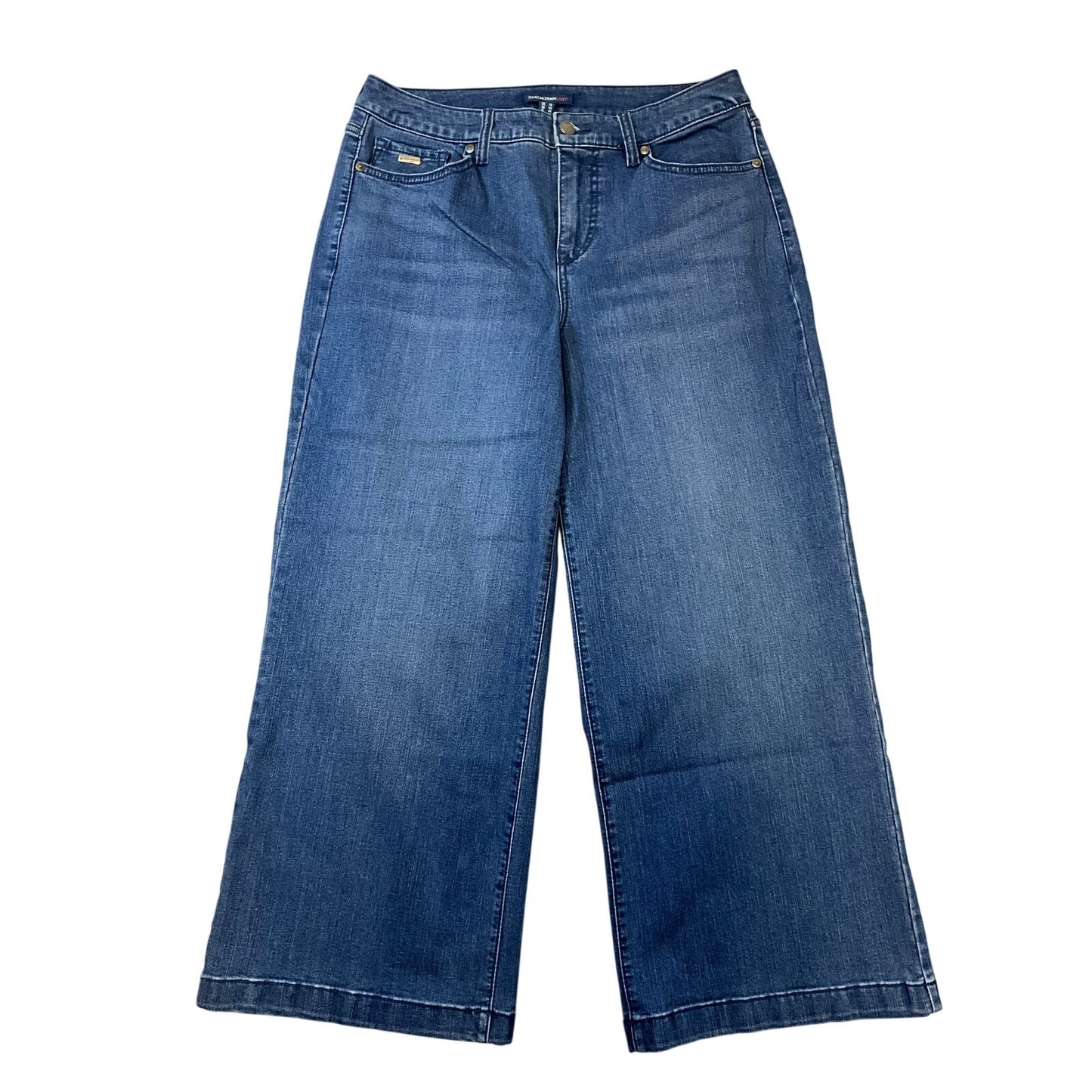 Isaac Mizrahi Live Women’s Size 10 Wide-Leg Crop Jeans Medium Wash Denim