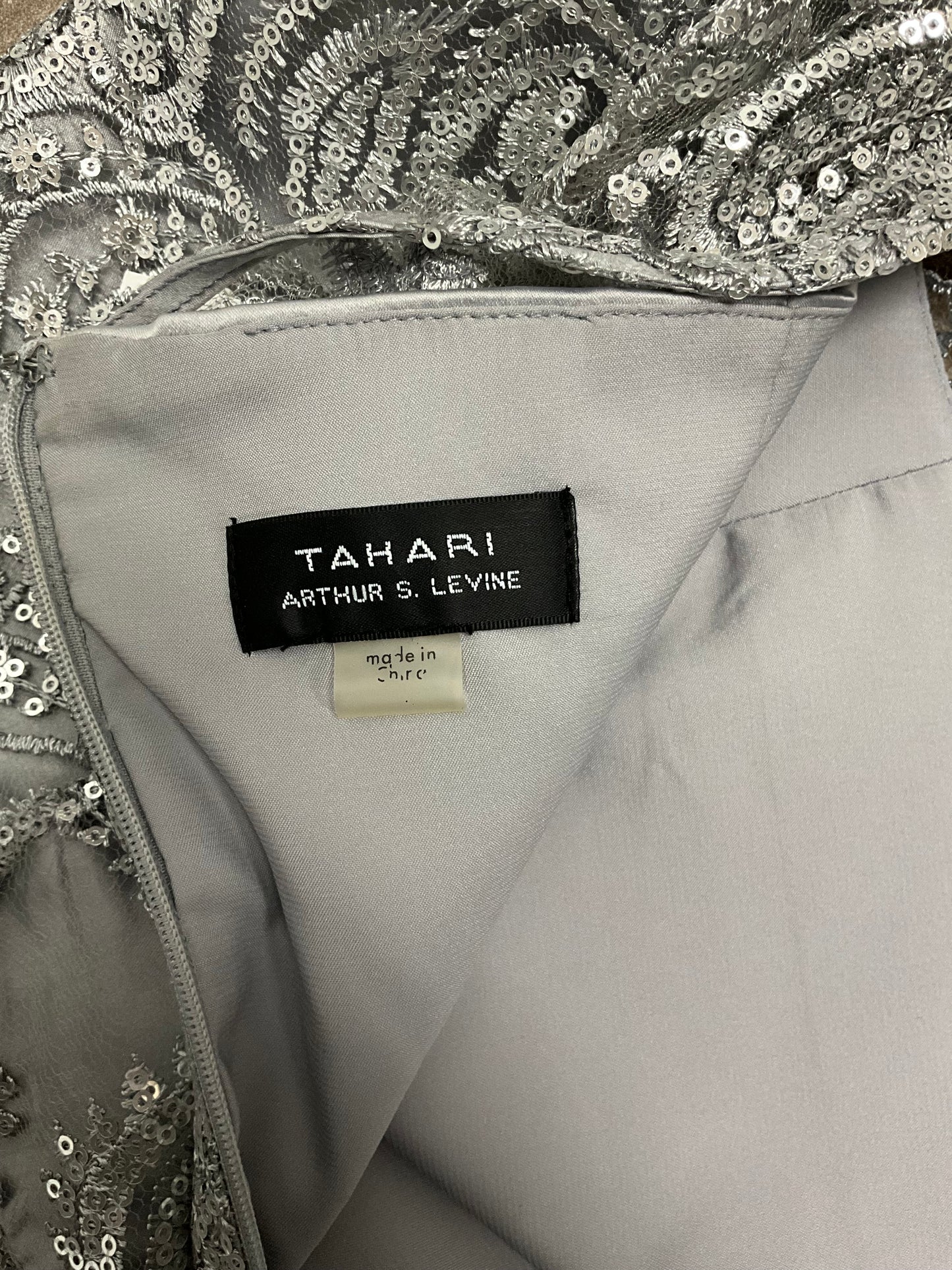 Tahari Arthur S. Levine Silver Sequin Midi Dress