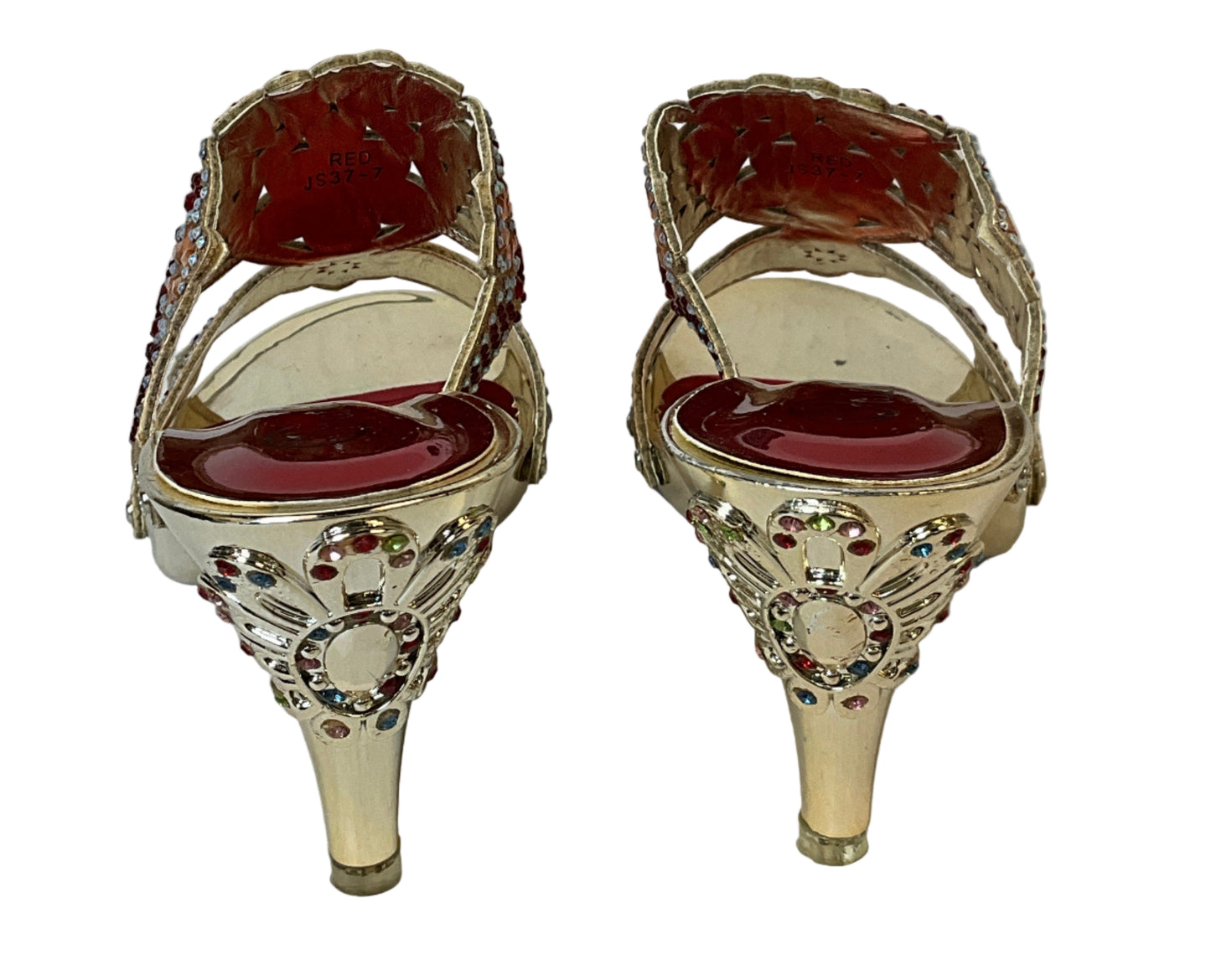 Red and Gold Women's Festive Rhinestone Heels