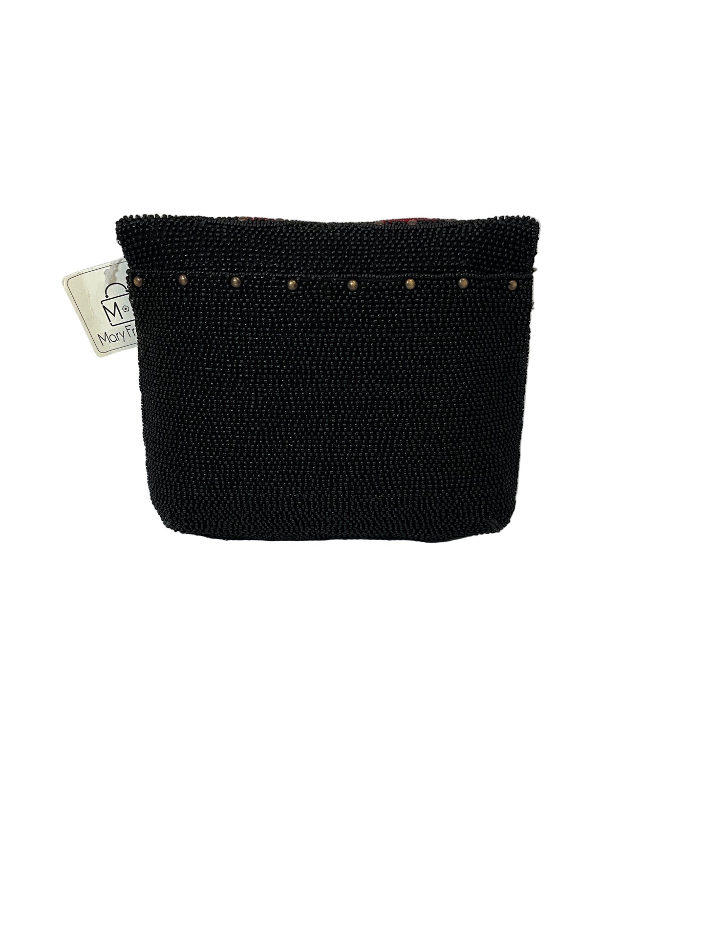 Mary Frances Big Heart Beaded Cross Body Black Clutch Handbag