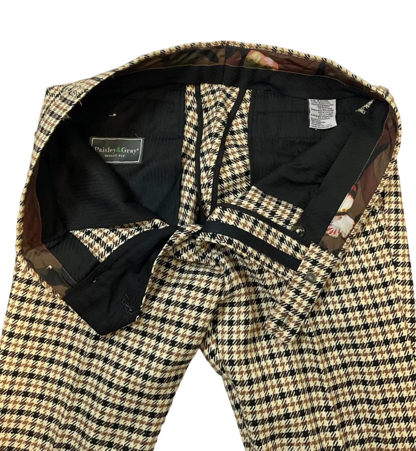 Paisley & Gray Skinny Fit 3 Pc Houndstooth Plaid Suit