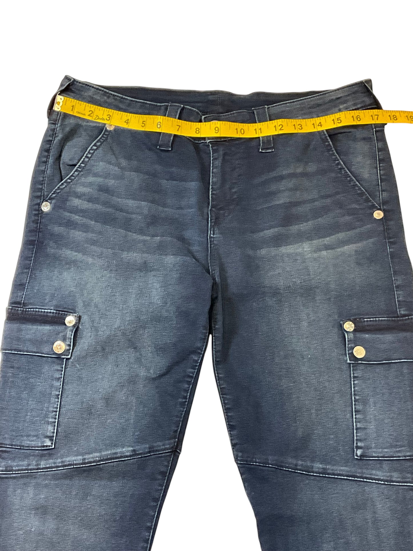 True Religion Men’s 33 Super Skinny Dark Black Wash Cargo Jeans Zipper Ankle