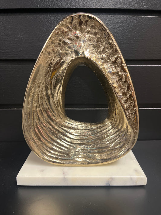 Decorative Metal Abstract Sculpture with Gold Tone Finish