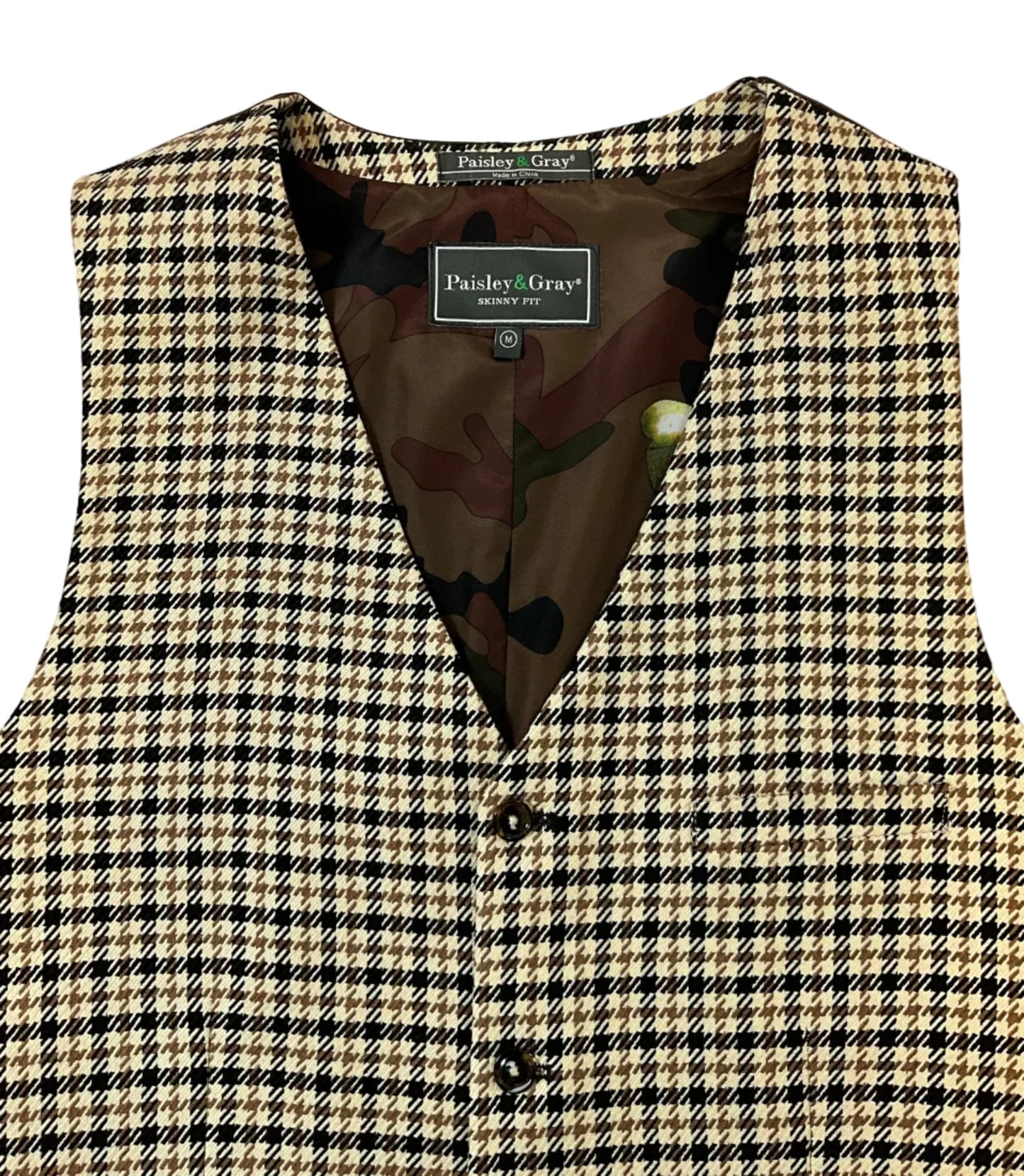 Paisley & Gray Skinny Fit 3 Pc Houndstooth Plaid Suit