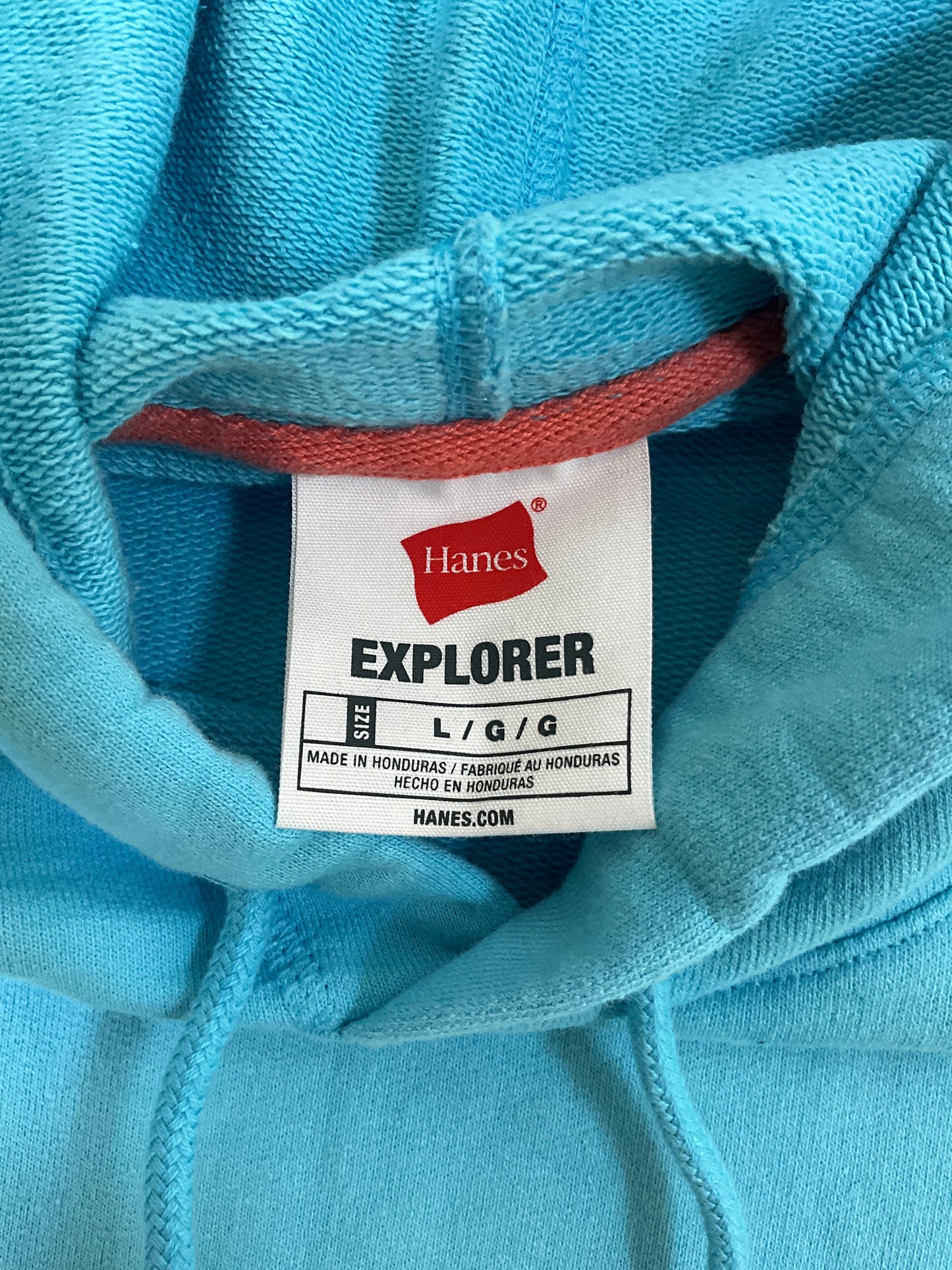 Men's Light Blue Hanes Hoodie Pull Over Sweat Top Size L