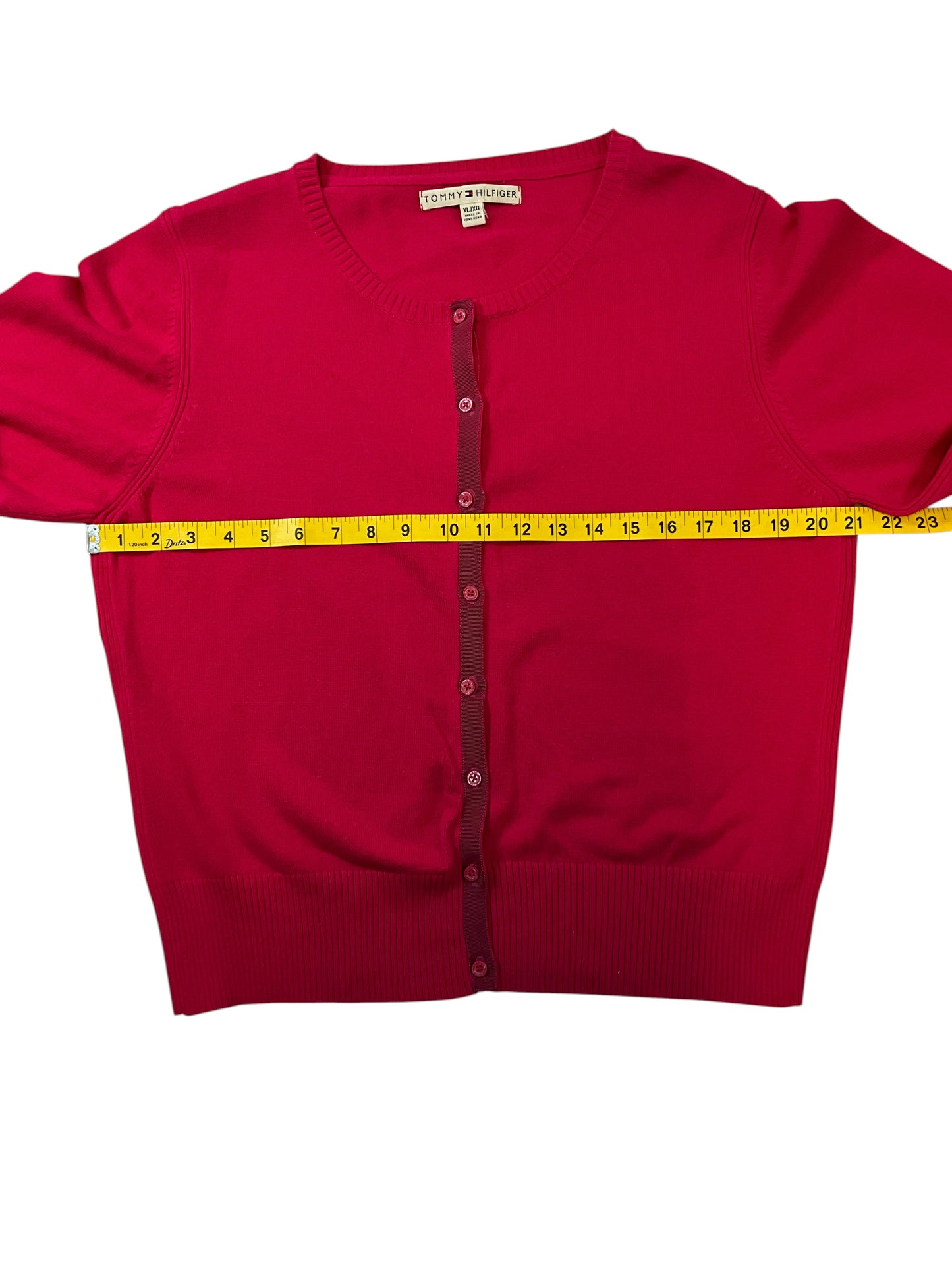 Tommy Hilfiger Womens XL Pink Button Front Cotton Cardigan Preppy Classic