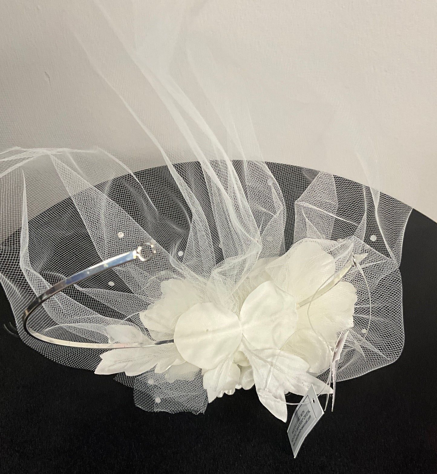 Ivory Tulle Blusher with Crystals and Flowers