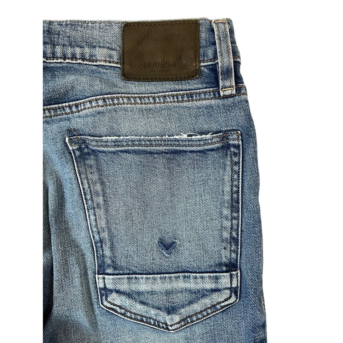 Hudson Los Angeles Men’s Distressed Straight-Leg Jeans Size 31 Medium Wash