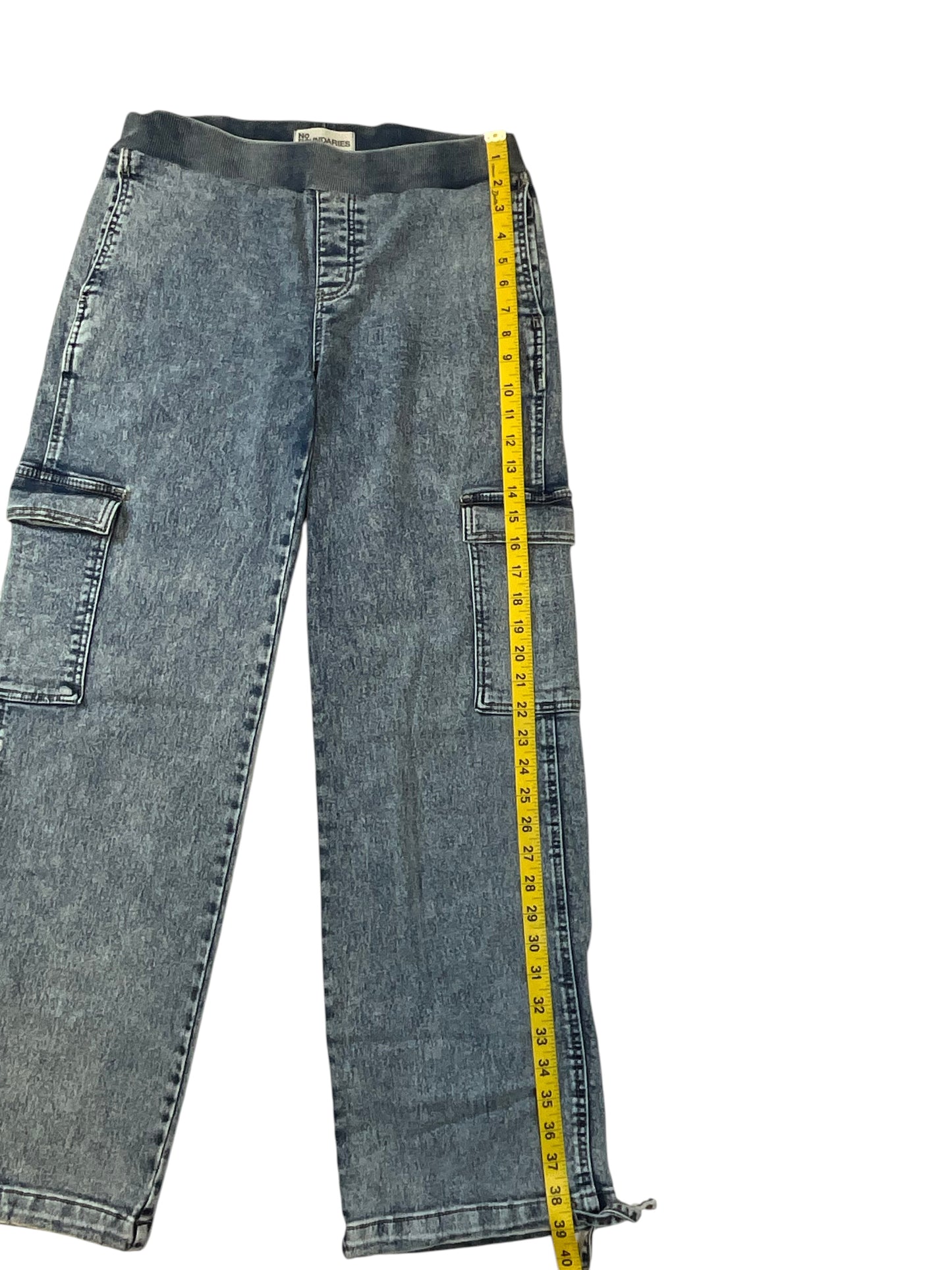 No Boundaries Women’s Small 4-6 Acid Wash Wide Leg Cargo Jeans Drawstring Hem
