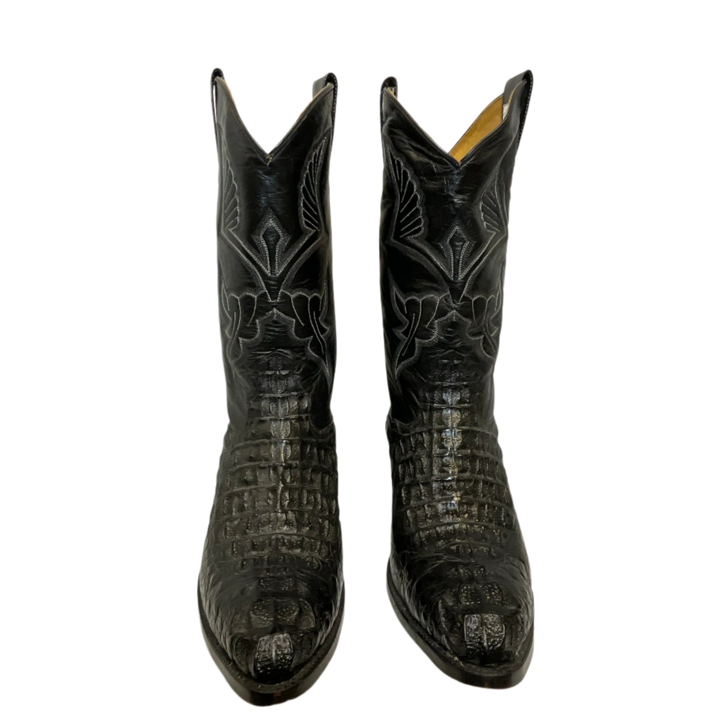 David Eden Men's Western Handmade Black Crocodile Boots