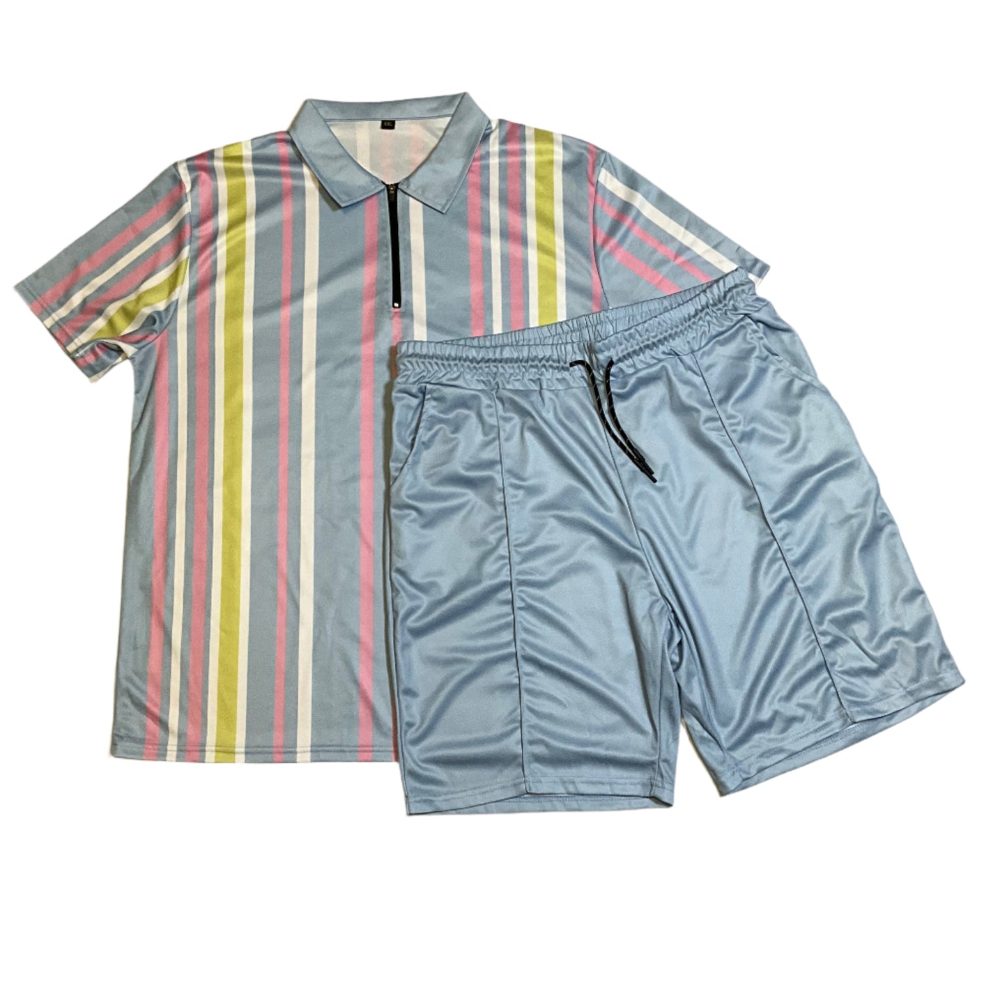 Men's Activewear 2 pc Gray Shortsleeve Short  Set