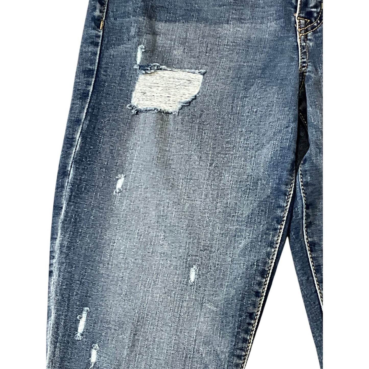 Rewash Mid Rise Distressed Skinny Jeans Blue Ripped Stretch Eco Denim Sz 7/28
