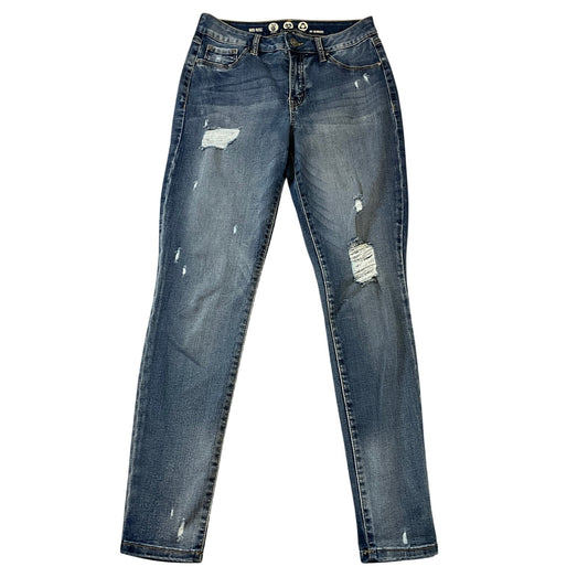 Rewash Mid Rise Distressed Skinny Jeans Blue Ripped Stretch Eco Denim Sz 7/28