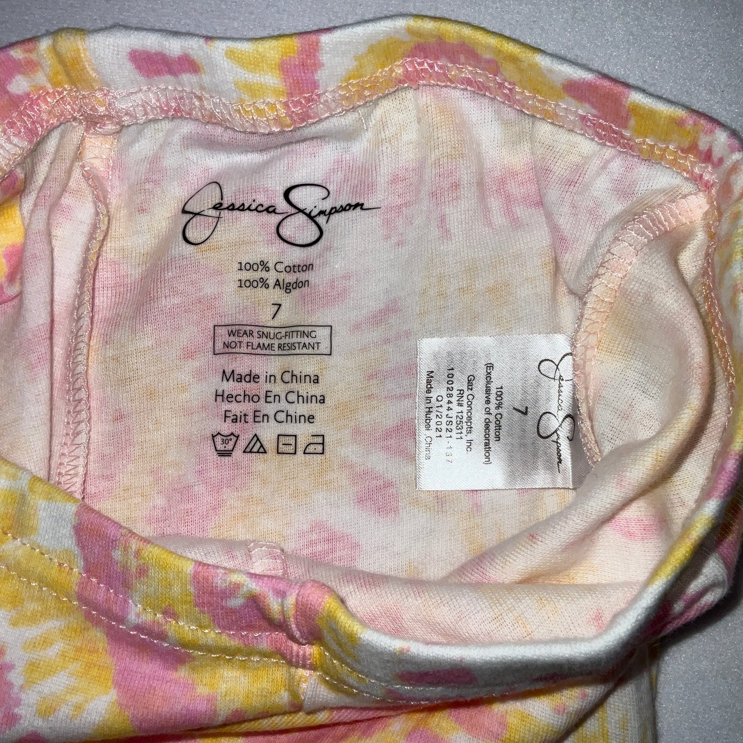 Jessica Simpson Girls 2pc Tye Dye Pajama Set - Size 7