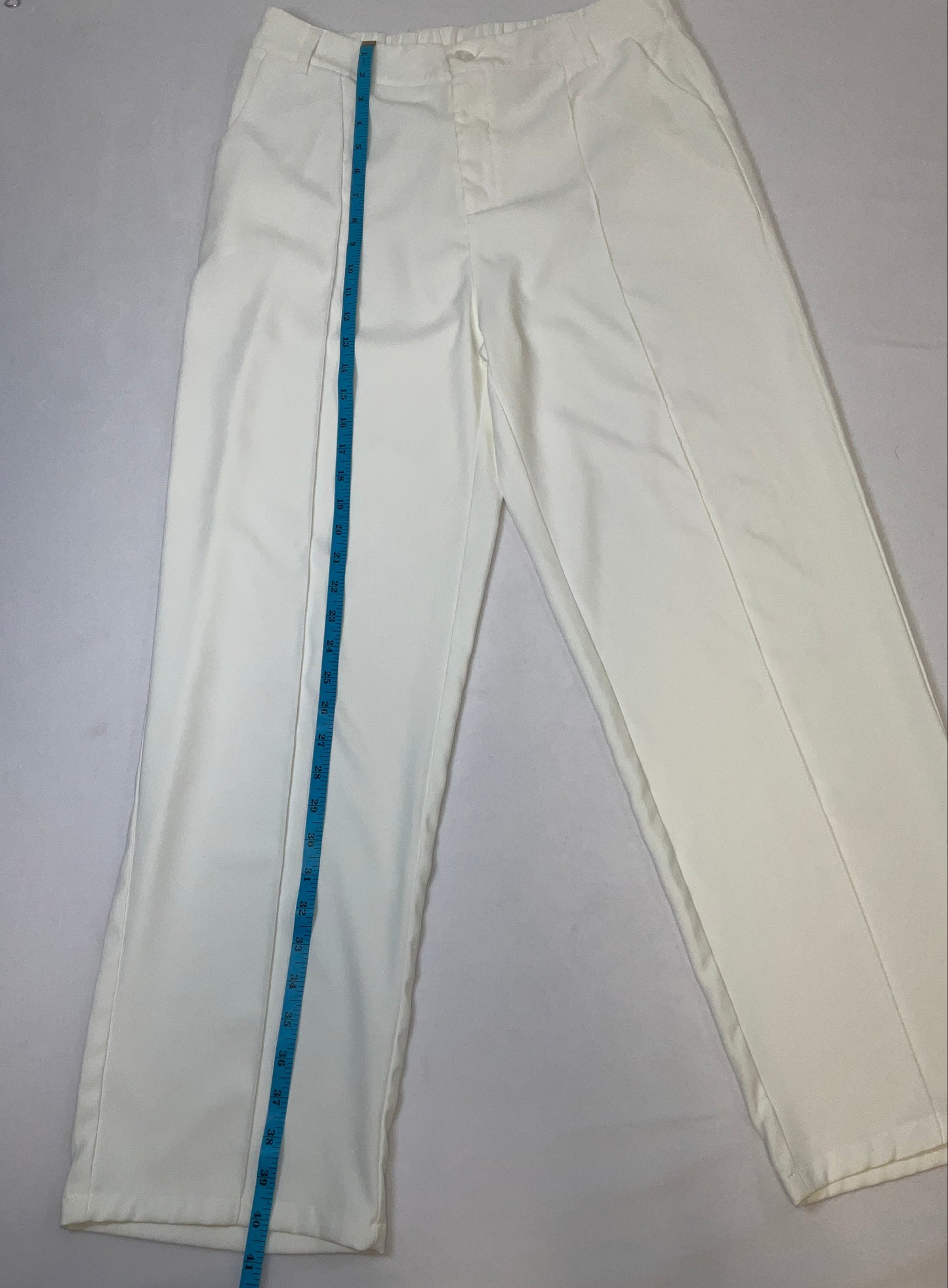 Women's White Casual Wear Front Seam Trousers Size XL