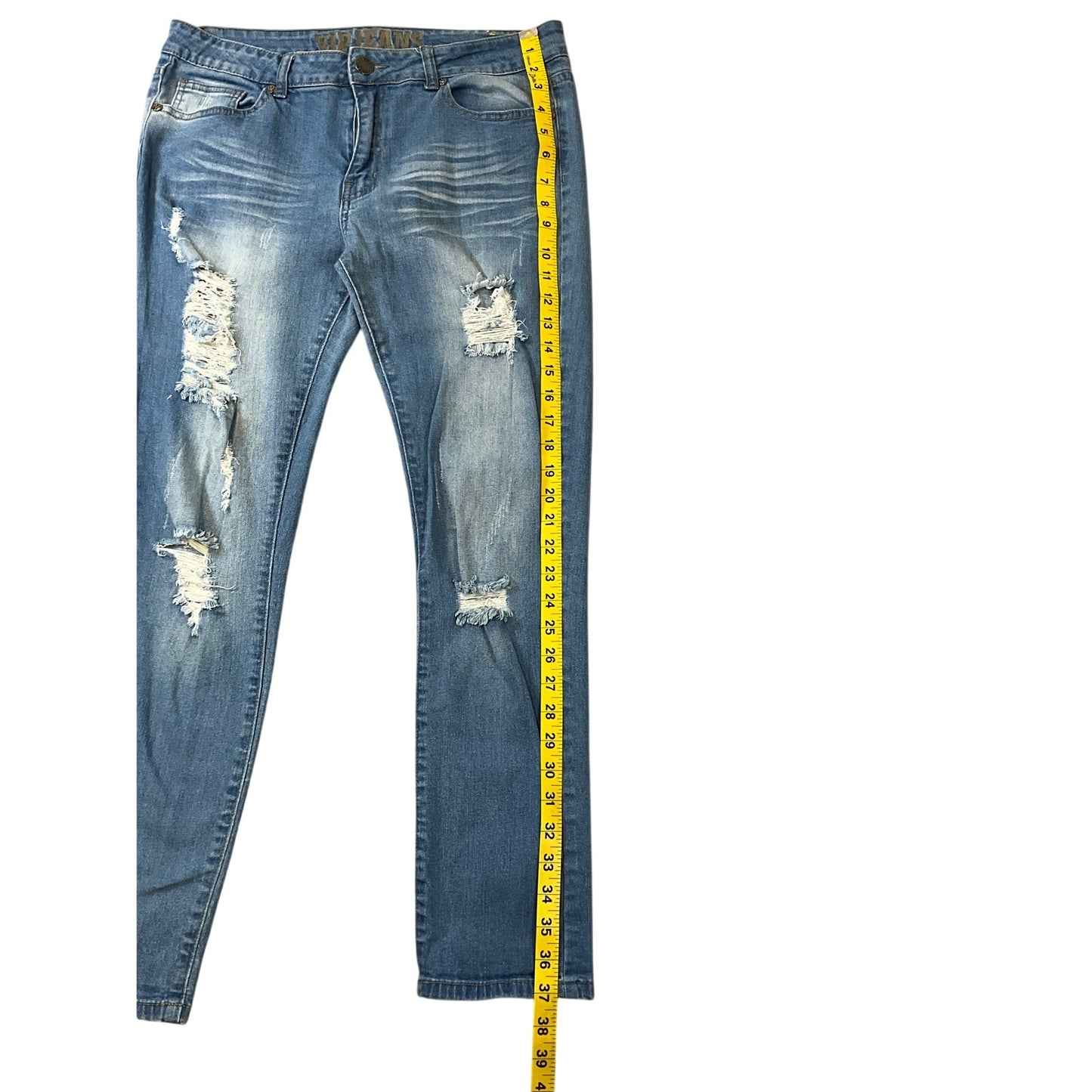 VIP Jeans Distressed Skinny Jeans Juniors Light Wash Ripped Stretch Denim Sz 13/14