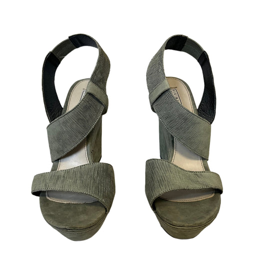 Vic Matie Strappy Platform Light Green Suede Italian Wedge Heels.