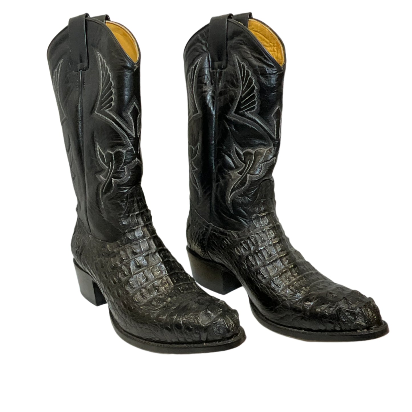 David Eden Men's Western Handmade Black Crocodile Boots