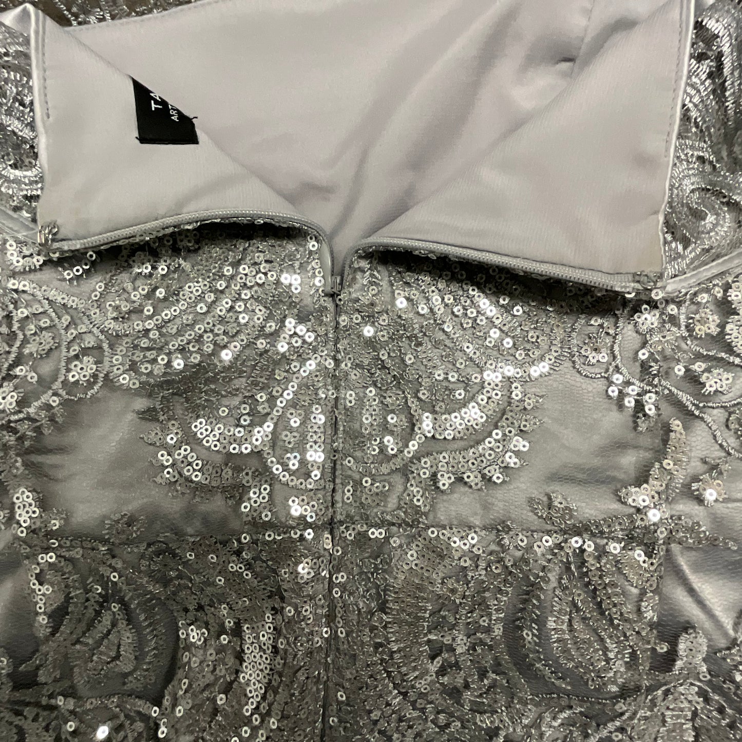 Tahari Arthur S. Levine Silver Sequin Midi Dress