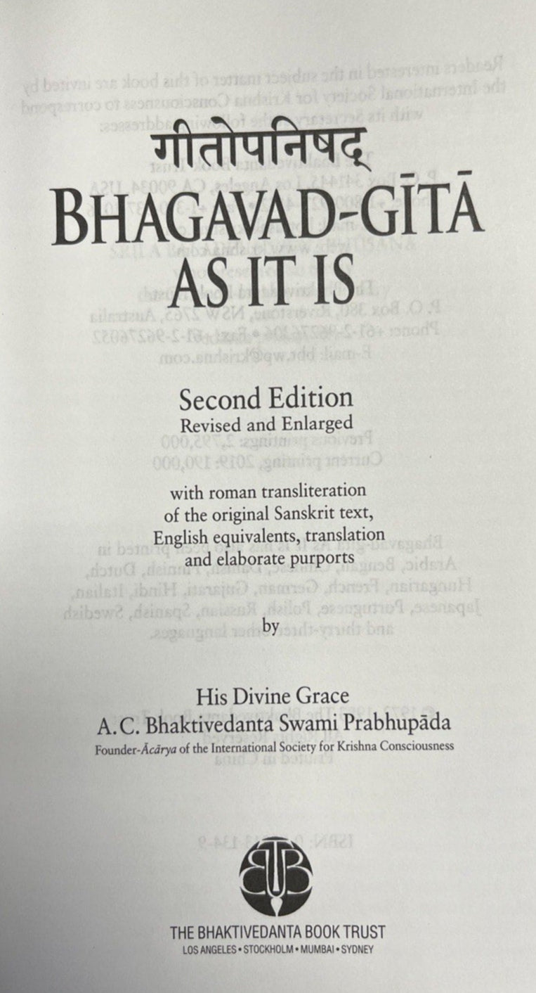 Bhagavad Gita As it is Paperback 1972, 1983