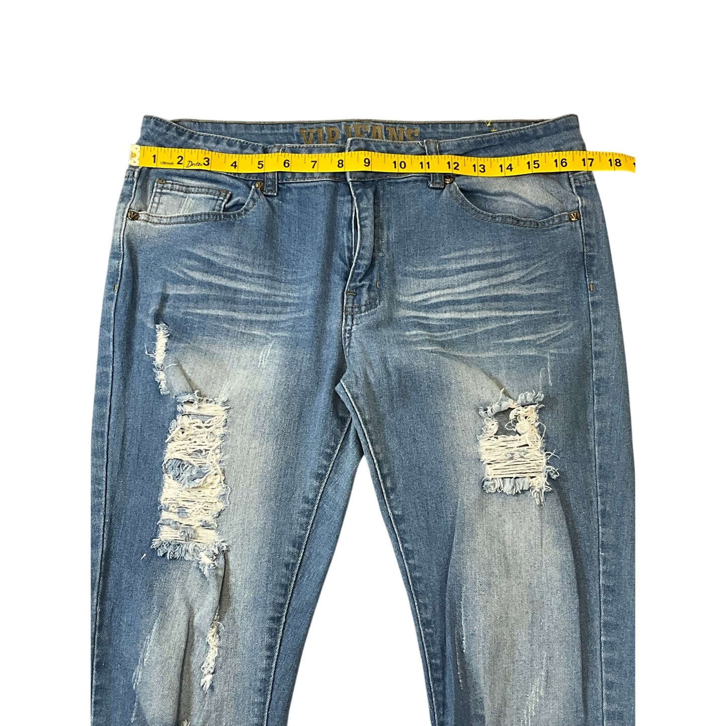 VIP Jeans Distressed Skinny Jeans Juniors Light Wash Ripped Stretch Denim Sz 13/14