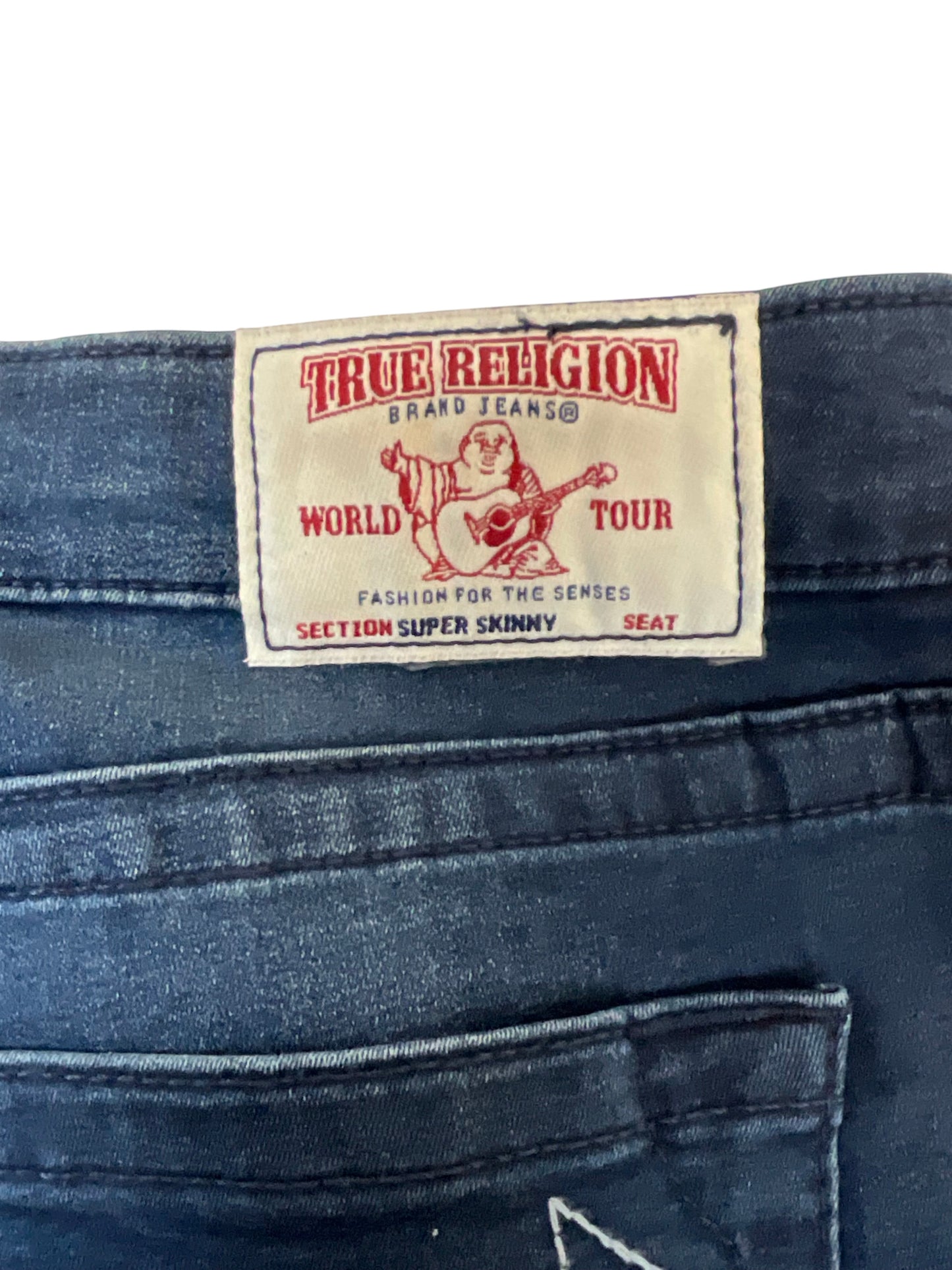 True Religion Men’s 33 Super Skinny Dark Black Wash Cargo Jeans Zipper Ankle