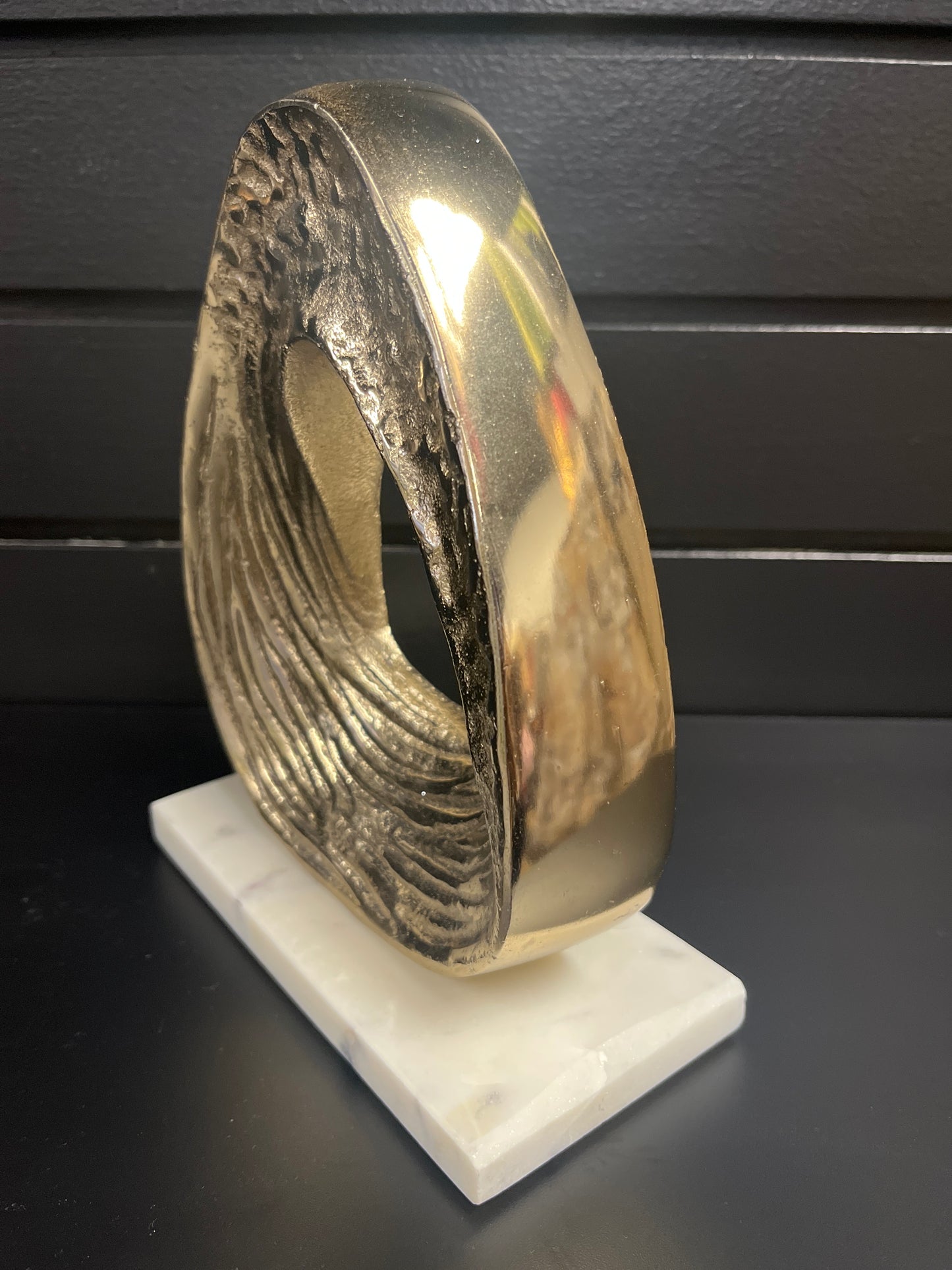 Decorative Metal Abstract Sculpture with Gold Tone Finish