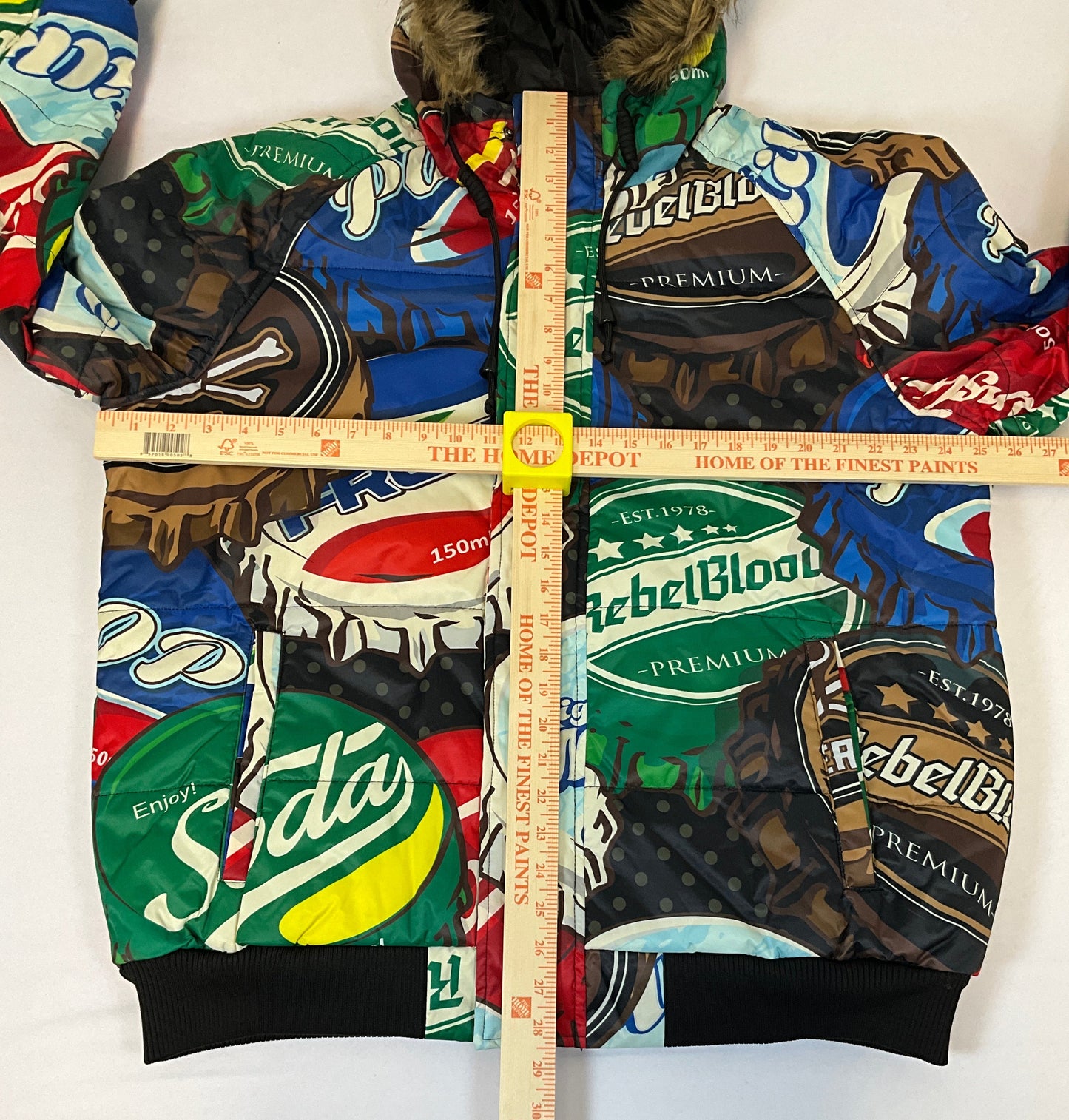 Members Only Men's Bottle Cap Print Faux Fur Hooded Coat