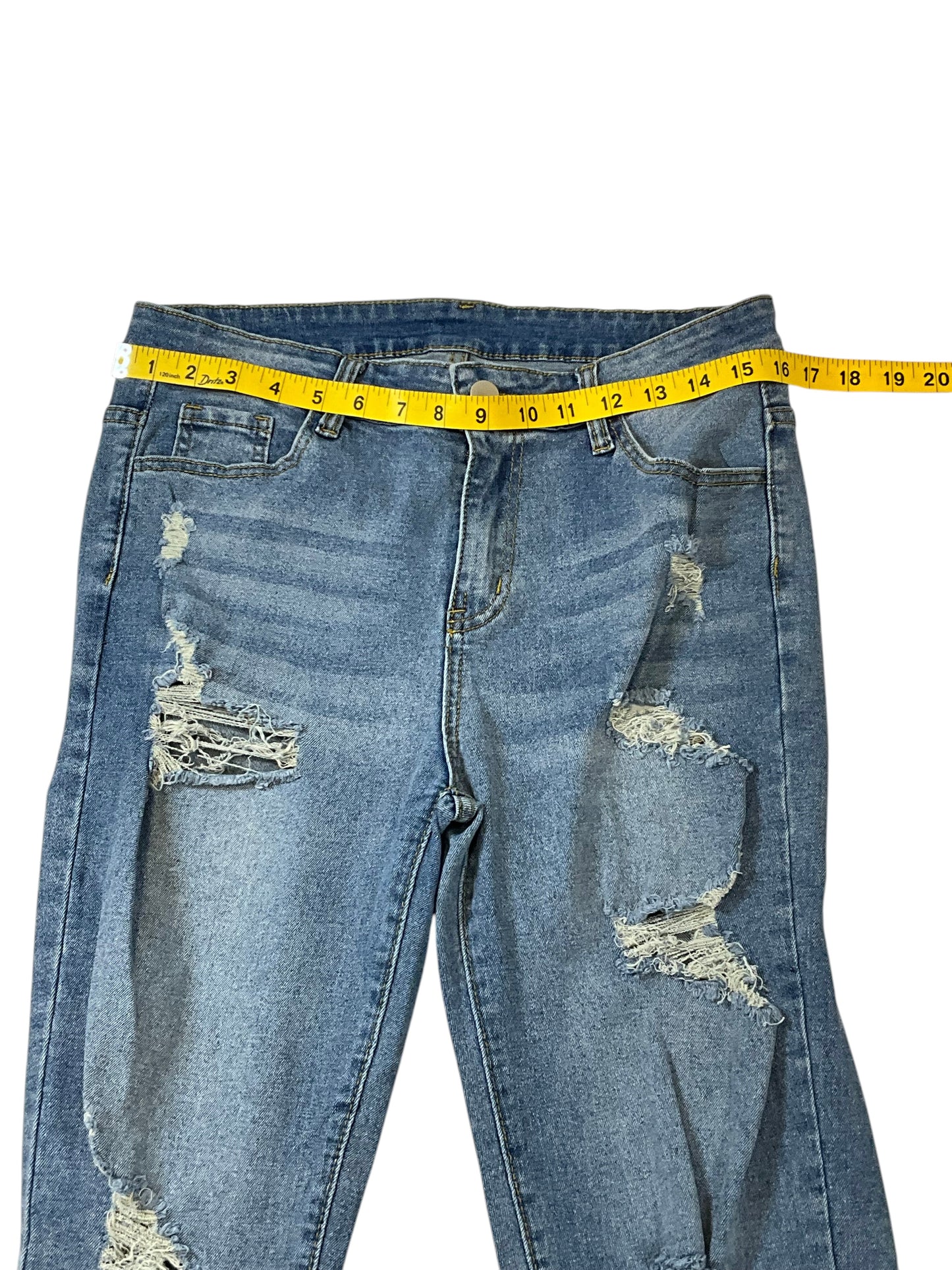 SHEIN Women’s Large 8/10 Distressed Ripped Medium Wash Straight Leg Jeans