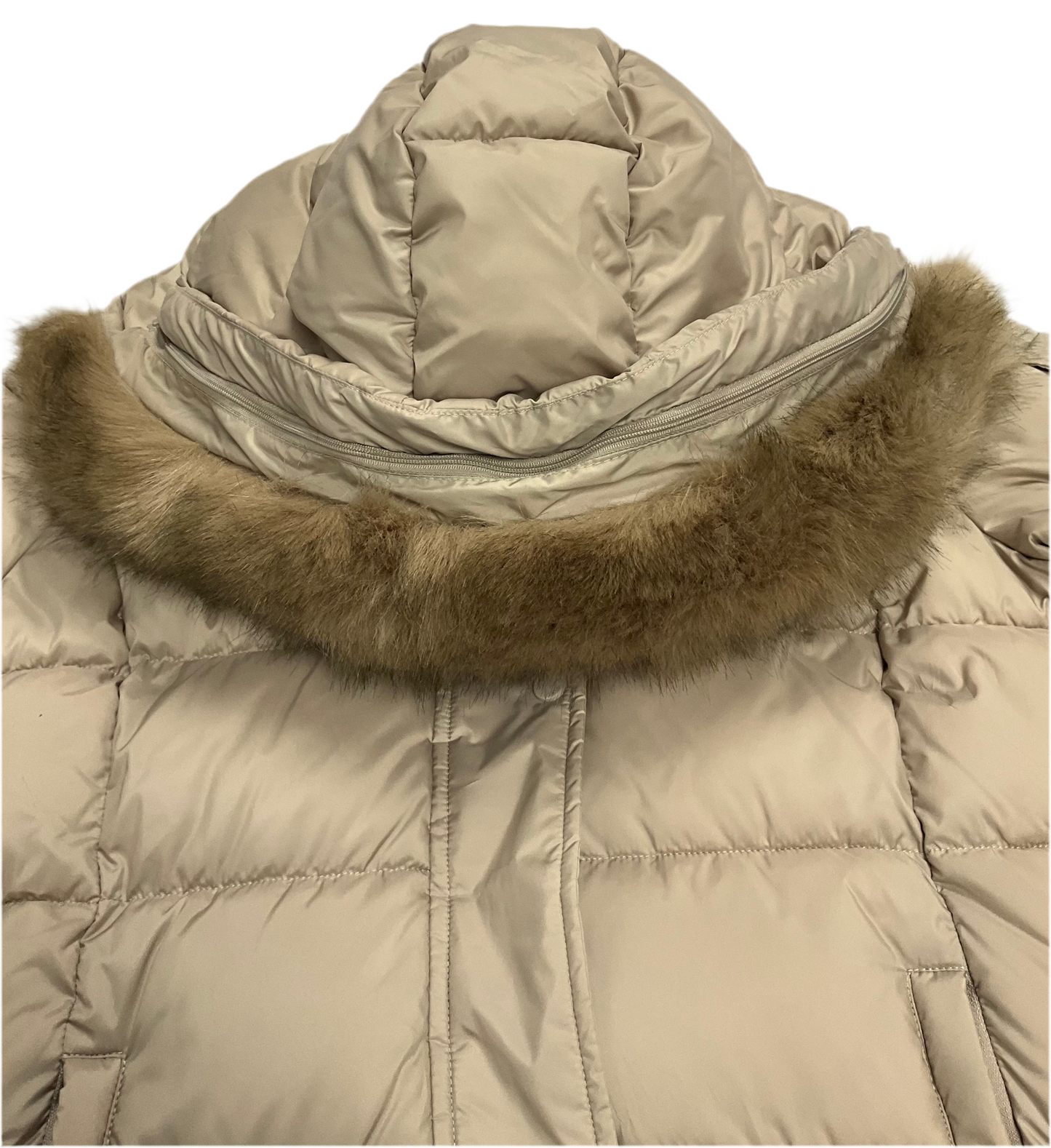 Calvin Klein Women's Long Faux Fur Trimmed Hooded Puffer Coat