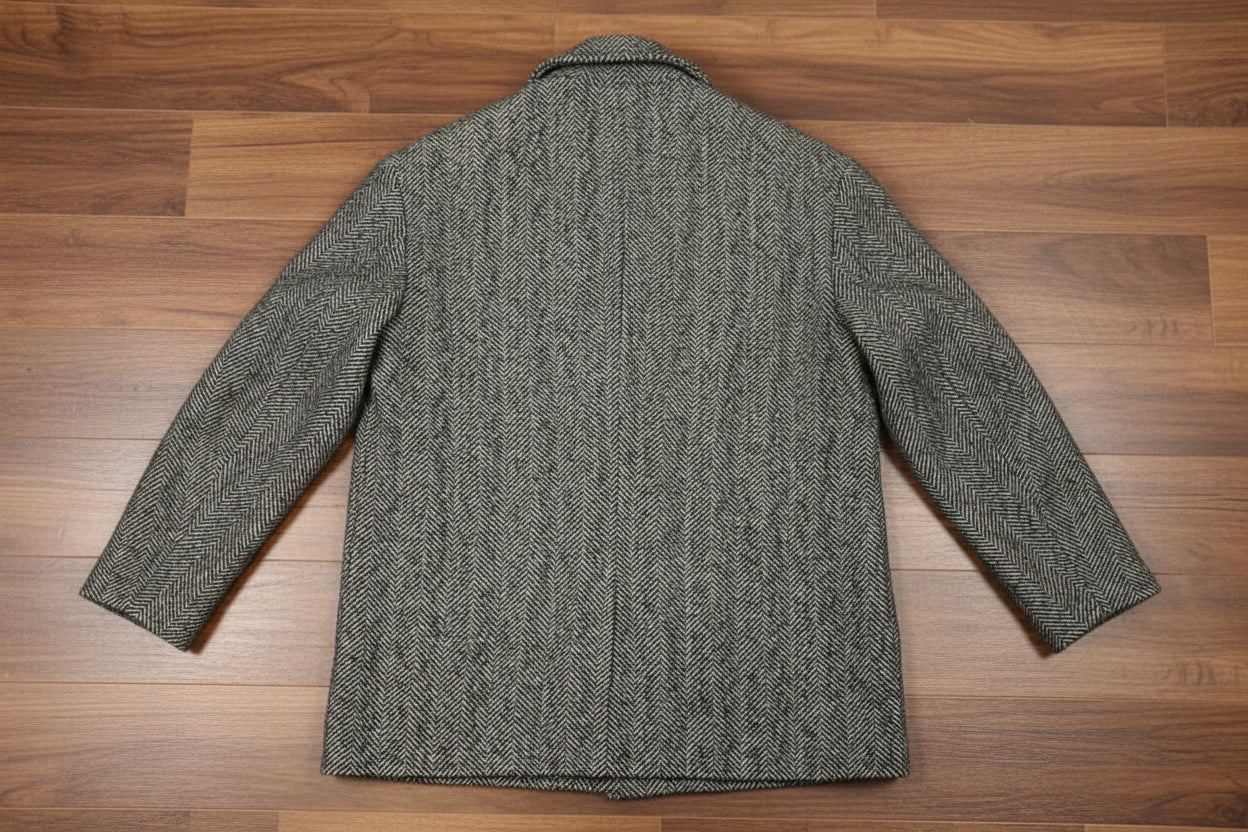 Gap Women's Black and Grey Herringbone Tweed Blazer Jacket Sz M