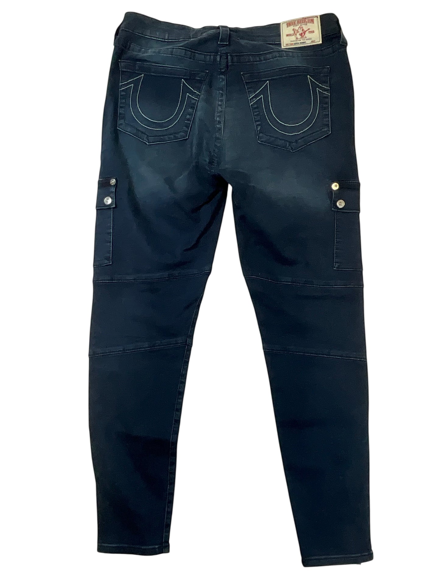 True Religion Men’s 33 Super Skinny Dark Black Wash Cargo Jeans Zipper Ankle