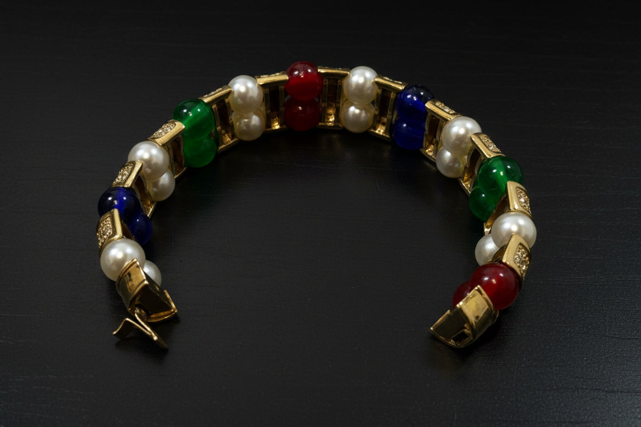 Fifth Avenue Collection - Stone & Faux Pearl Necklace and Bracelet Set