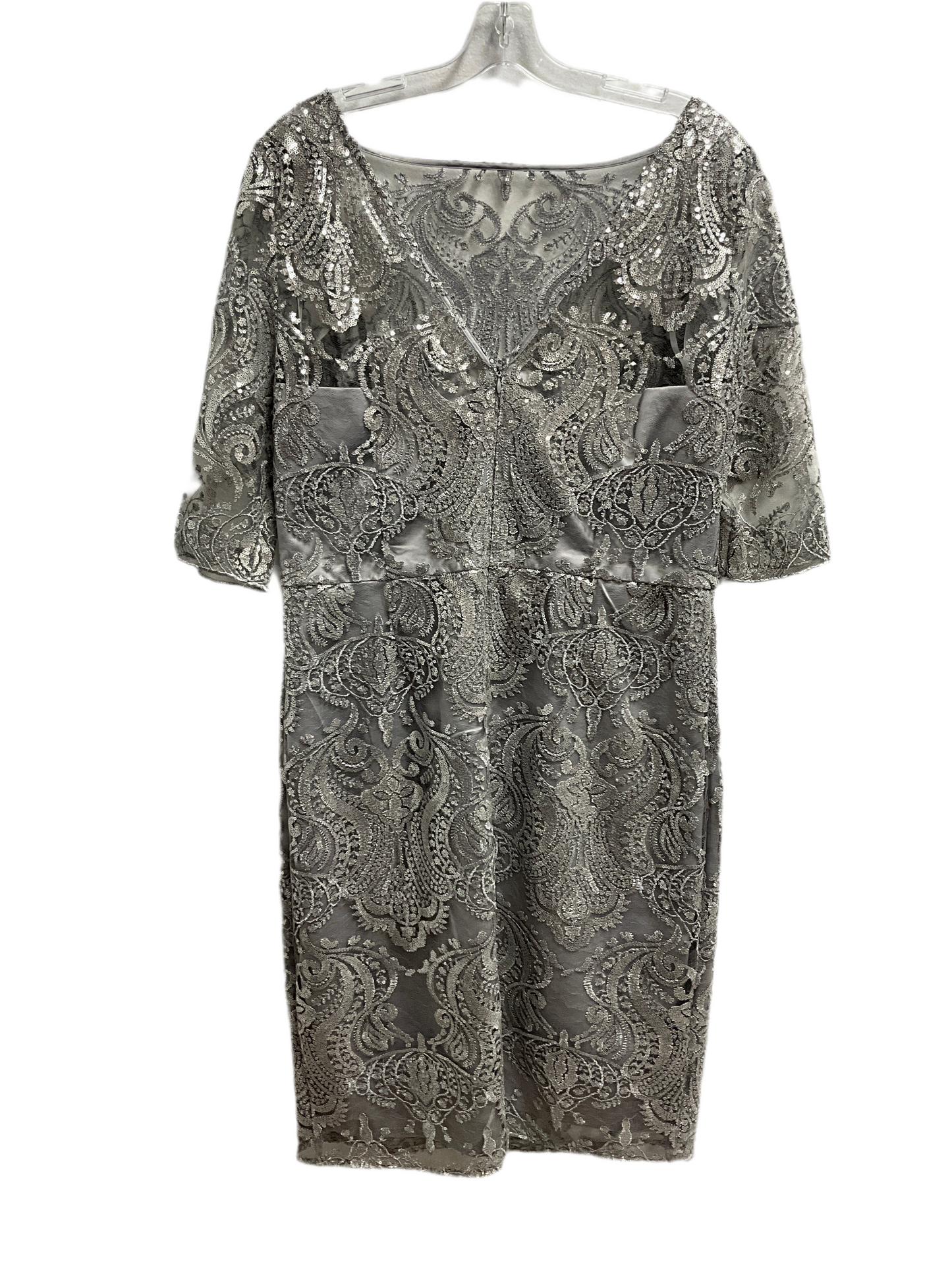 Tahari Arthur S. Levine Silver Sequin Midi Dress