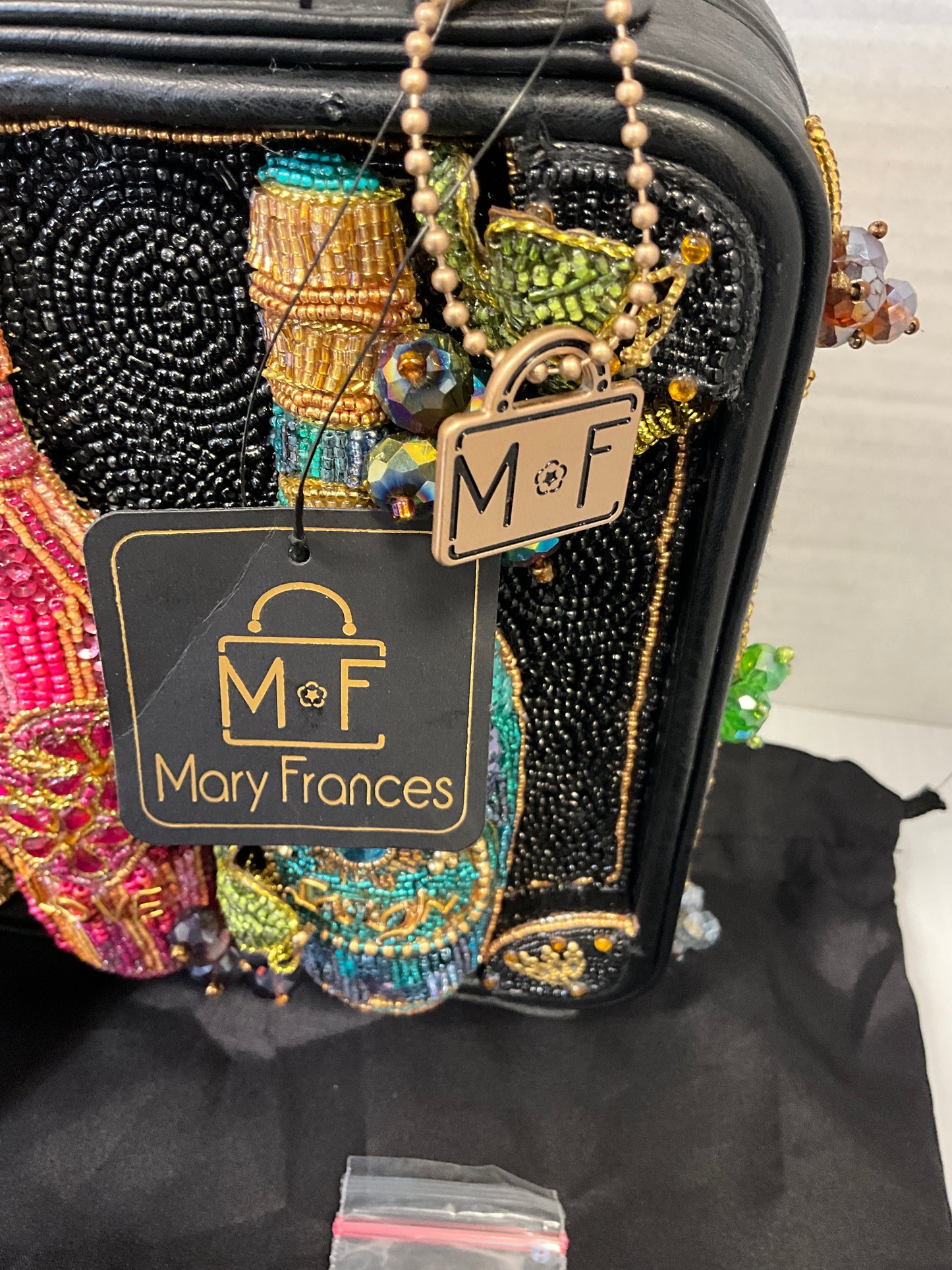 Mary Frances In the Spirit Cocktails Black Beaded Novelty Handbag