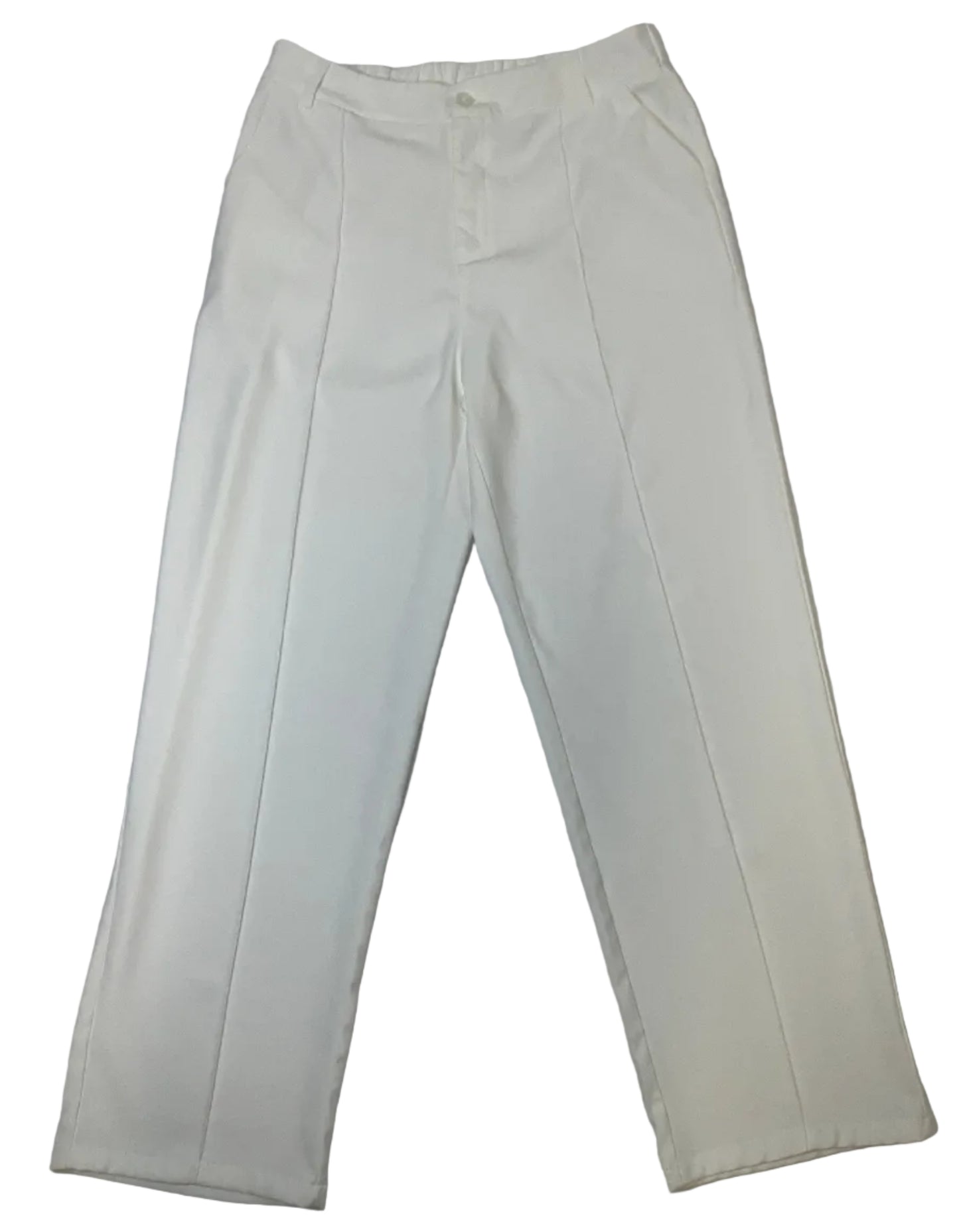 Women's White Casual Wear Front Seam Trousers Size XL
