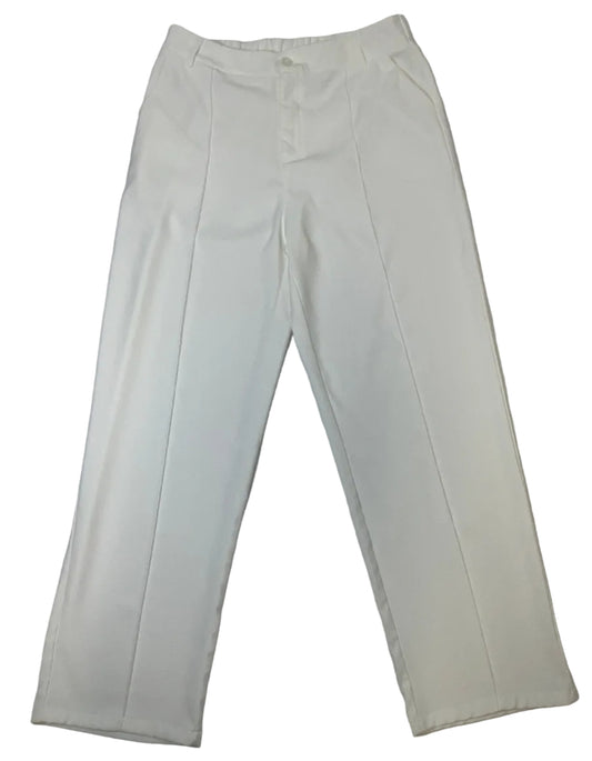 Women's White Casual Wear Front Seam Trousers Size XL