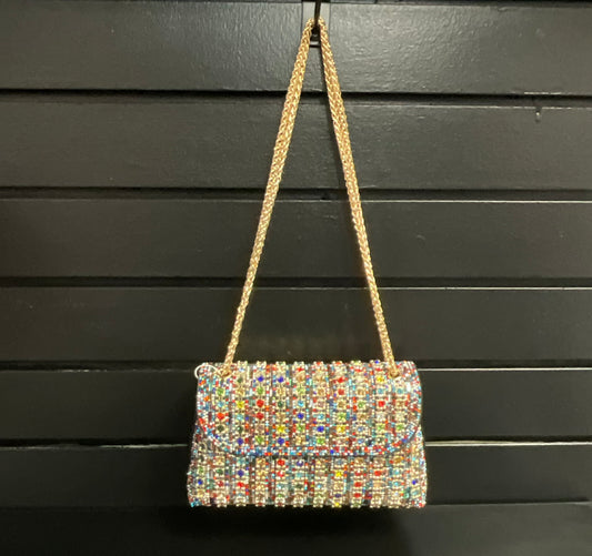 Rhinestone Multi-Color Chain Link Clutch