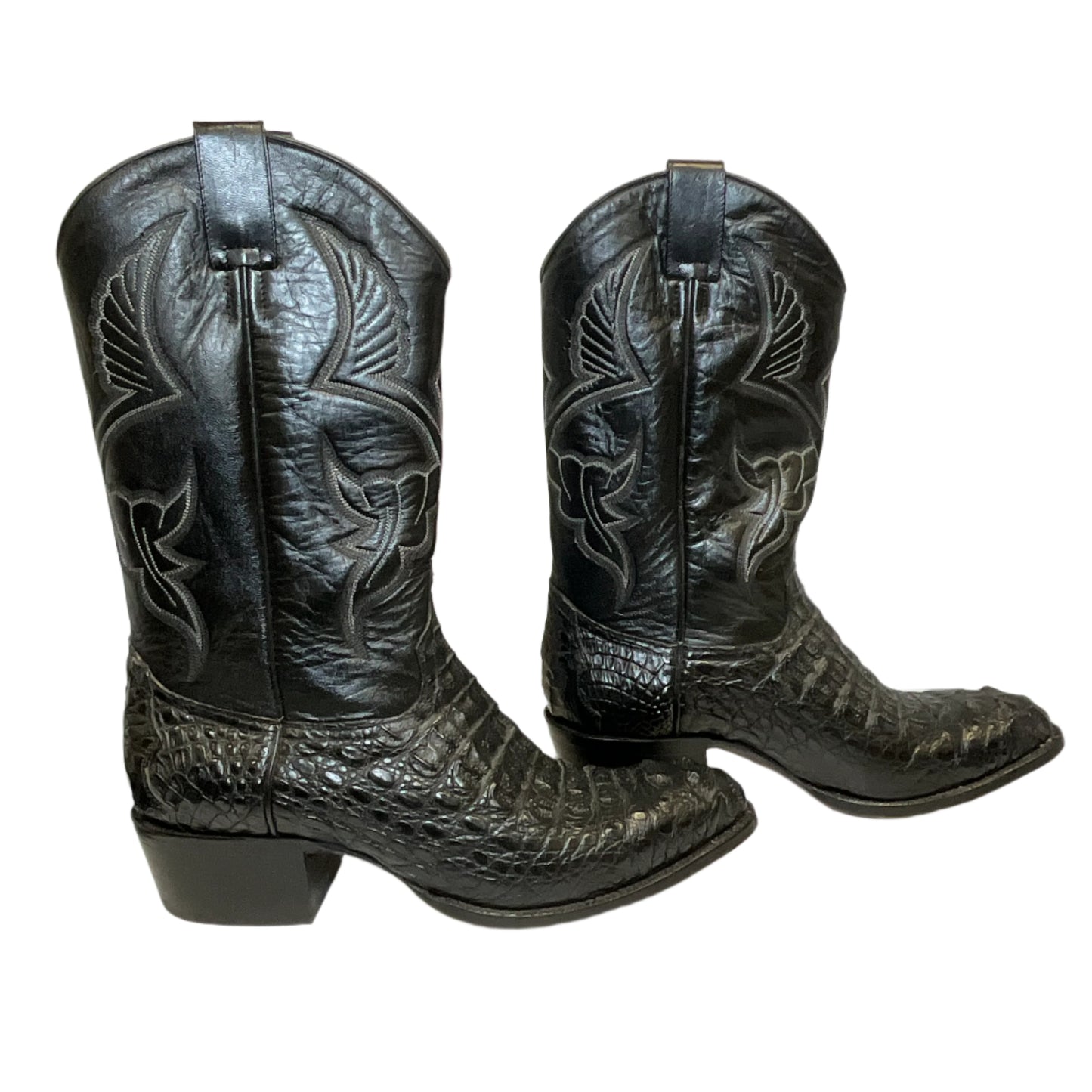 David Eden Men's Western Handmade Black Crocodile Boots