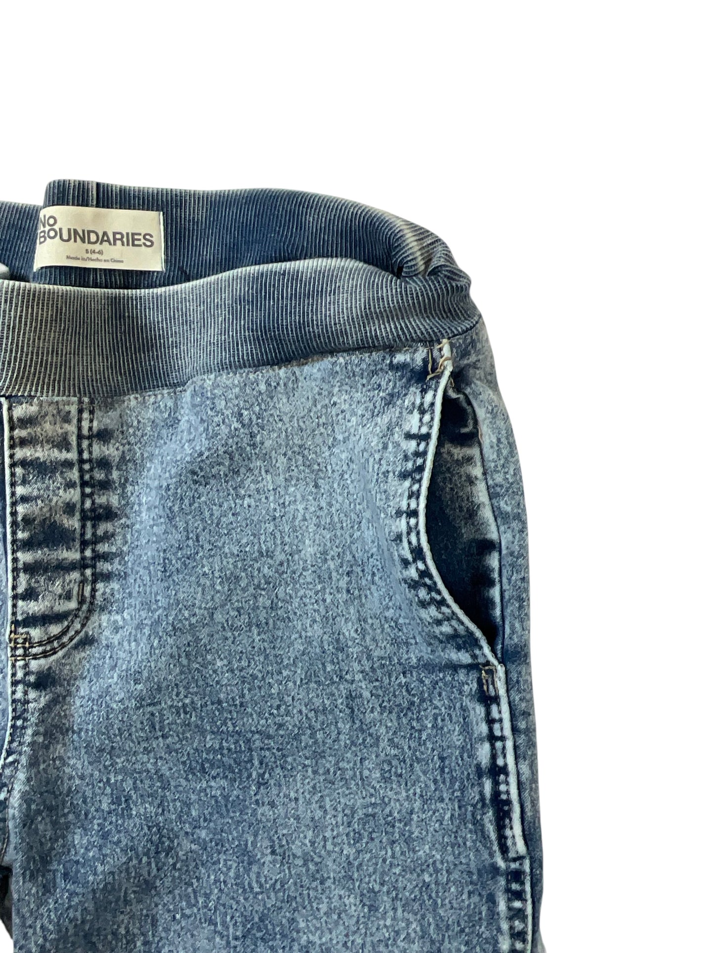 No Boundaries Women’s Small 4-6 Acid Wash Wide Leg Cargo Jeans Drawstring Hem