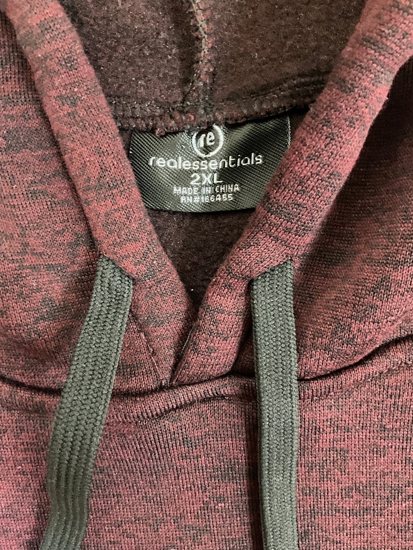 Real Essentials Men's 2XL Maroon Heathered Pullover Hoodie.
