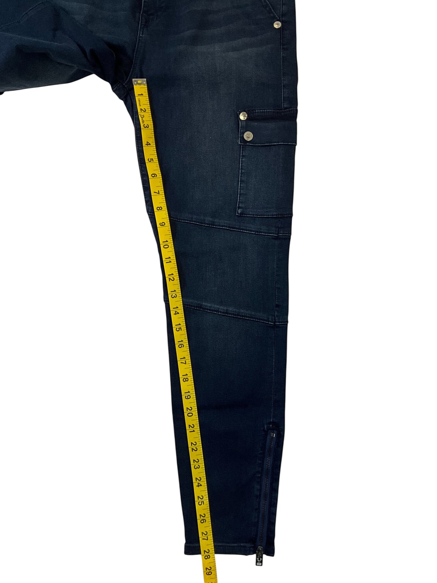 True Religion Men’s 33 Super Skinny Dark Black Wash Cargo Jeans Zipper Ankle