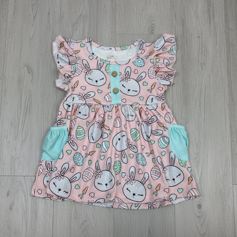 Pete + Lucy Girls Pink Easter Bunny Hop 2pc Pant Set Size 3T