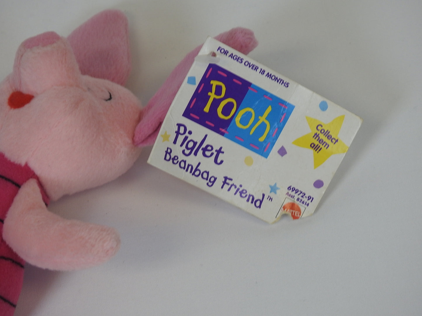 Mattel Disney 9" Tall Winnie The Pooh Piglet Bean Bag Plush Toy