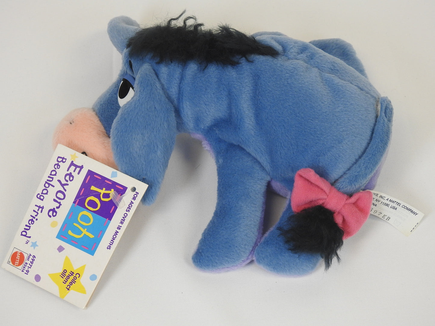 Vintage Eeyore Beanbag Friend Toy '90s Mattel Arcotoys7" with Detachable Tail