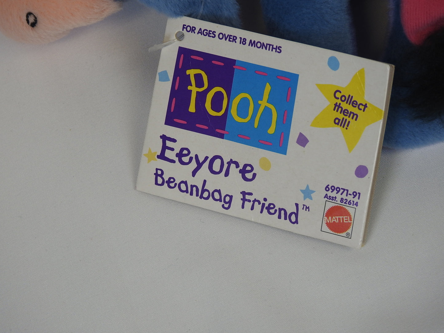 Vintage Eeyore Beanbag Friend Toy '90s Mattel Arcotoys7" with Detachable Tail