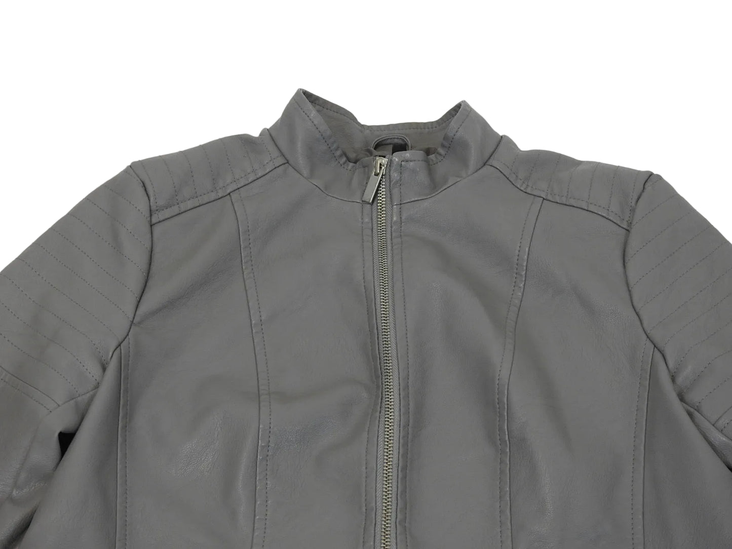 Baccini Women's Gray Faux Leather Biker Jacket