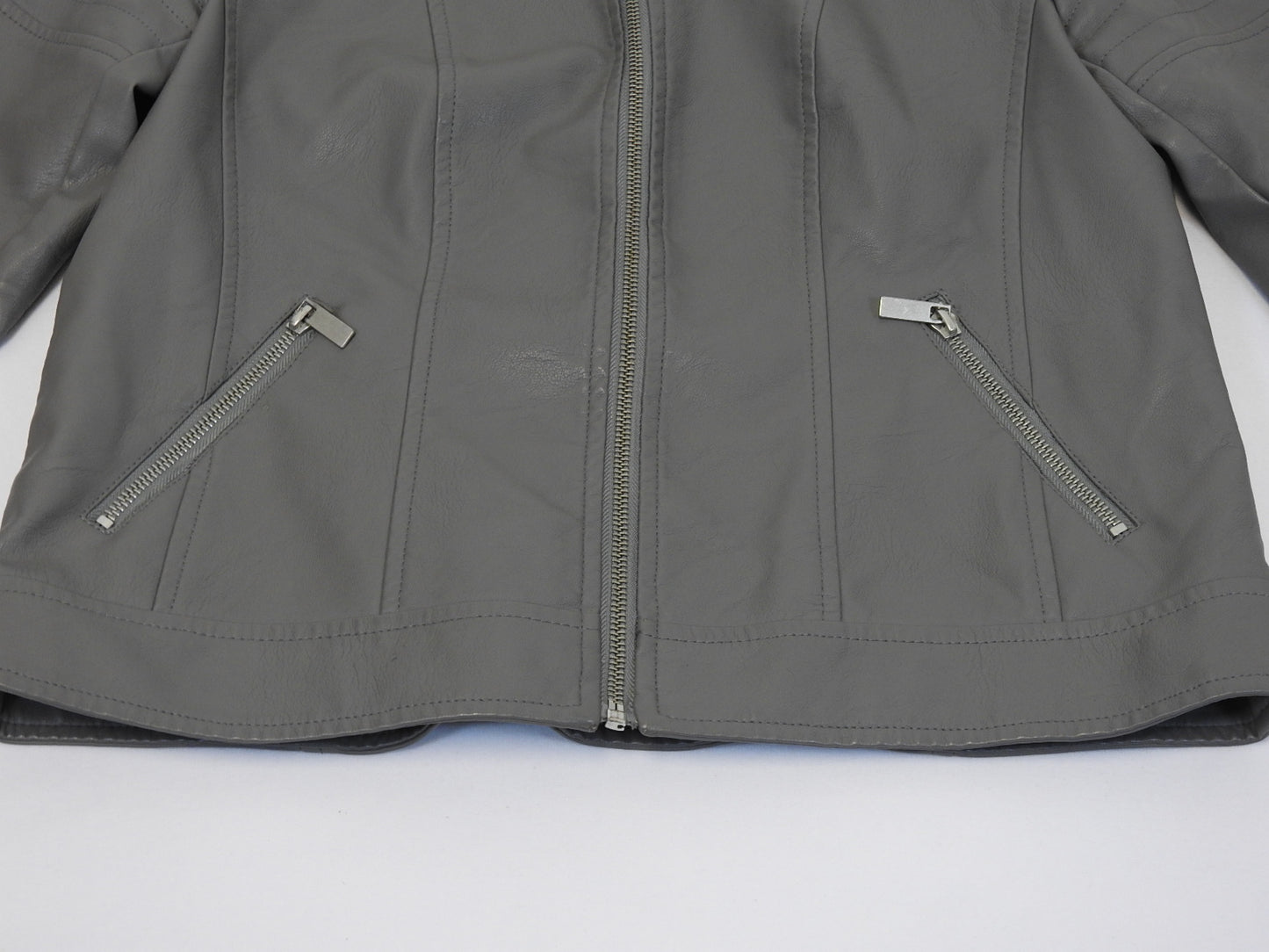 Baccini Women's Gray Faux Leather Biker Jacket