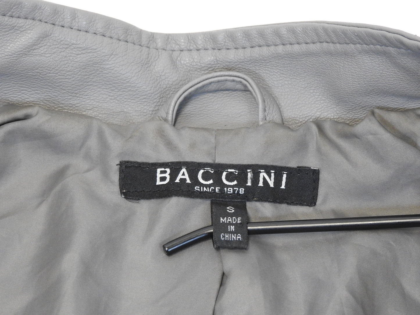 Baccini Women's Gray Faux Leather Biker Jacket